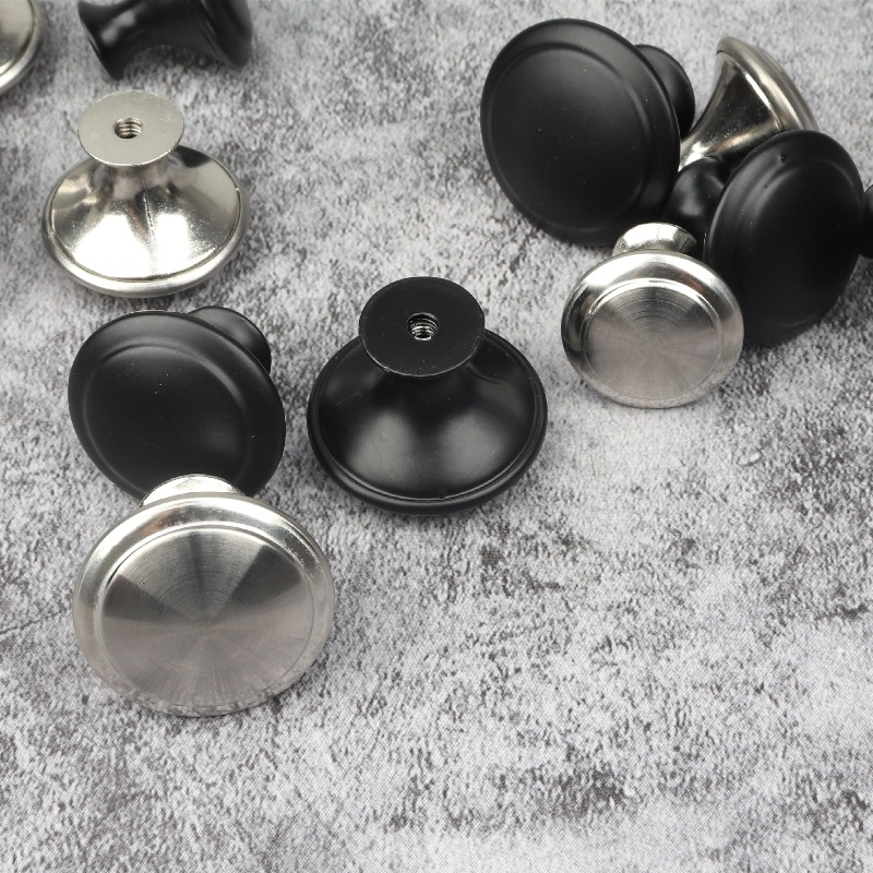 304 Stainless Steel Single Hole Handle Metal Round Single Hole Black Small Handle Modern Simple Drawer Cabinet Door Handle