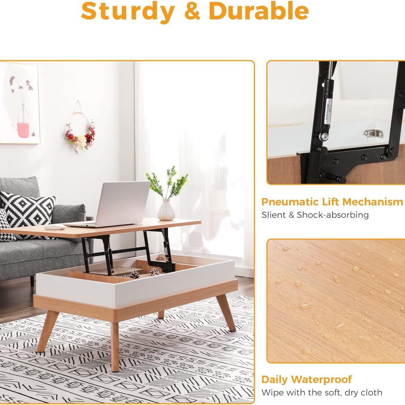 Nordic Lifting Coffee Table, Simple Small Apartment Living Room, Multi-Functional Tea Table, Dining Table, Dual-Purpose Table