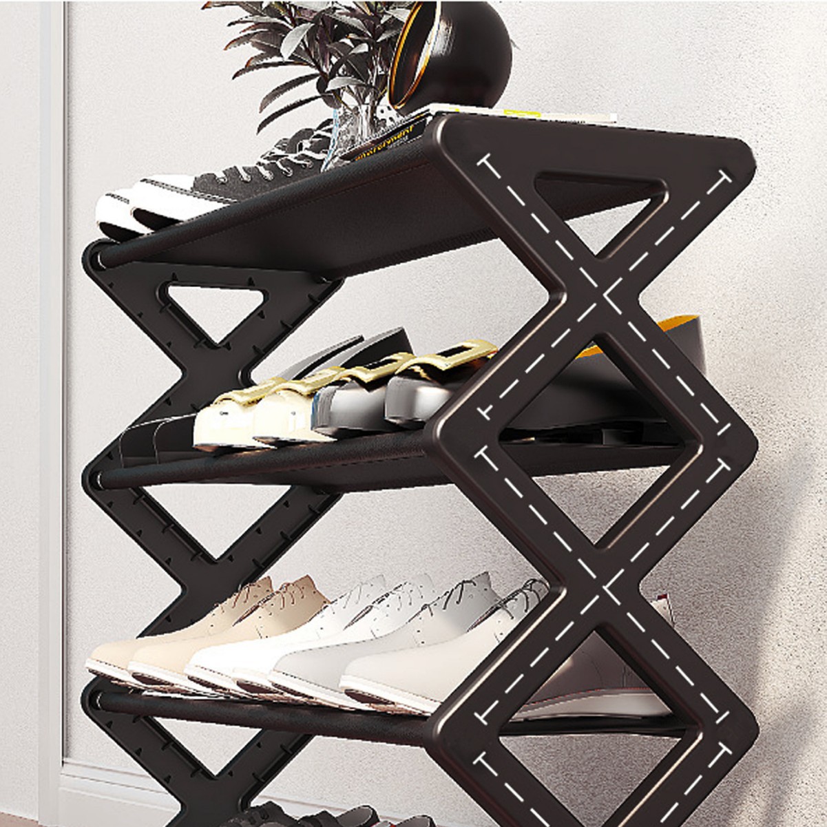 Multifunctional Simple X-Shaped Combination Shoe Rack Dormitory Home Storage Metal Multi-Layer Shoe Cabinet Storage Rack at the Door