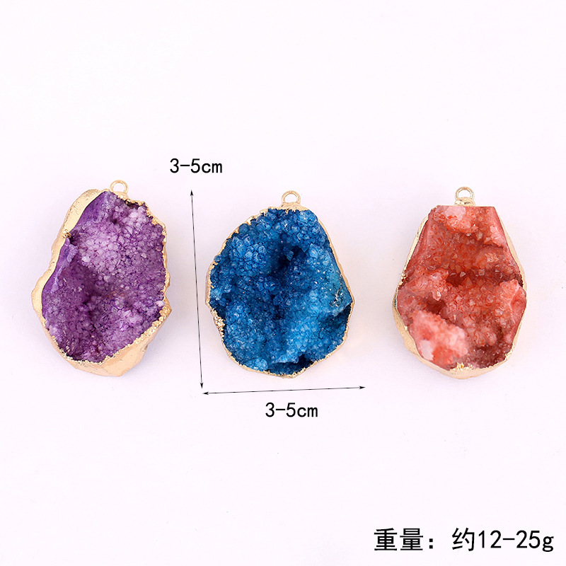 Cross-border Natural Crystal Pendant Irregular Crystal Cluster Gravel Phnom Penh Necklace Amethyst Raw Stone Jewelry Pendant