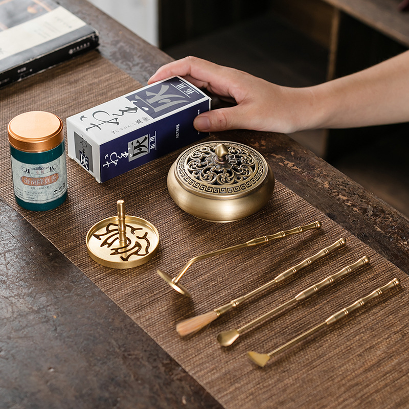 Incense seal incense printing brass incense path tool suit a complete set of indoor household incense incense sandalwood seal utensils high-end incense burner
