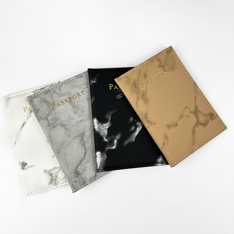 Spot Cross-Border Customizable Hot Stamping Passport Passport Protective Cover Marble Pattern Passport Holder Wrapped Passport Bag