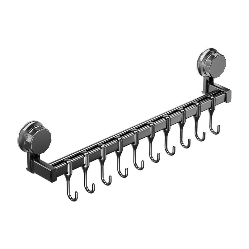 Hole-free Multifunctional Suction Cup Kitchen Hook Rack Pot Shovel Spoon Storage Rack Hanging Rod Wall-mounted Storage Rack