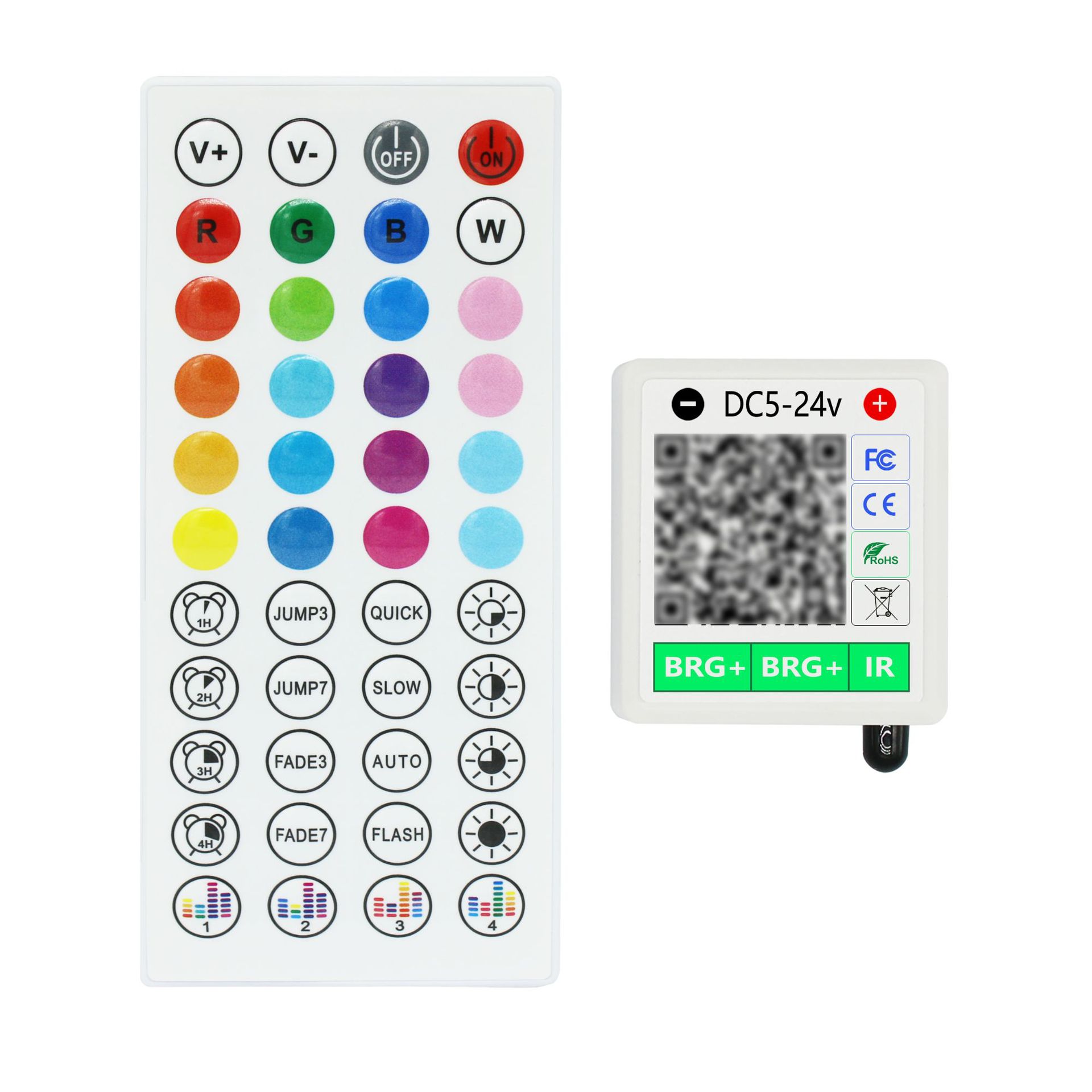 Cross-border explosions Bluetooth small square box music pickup 44 key remote control 3535RGB light with 24v adapter dual output