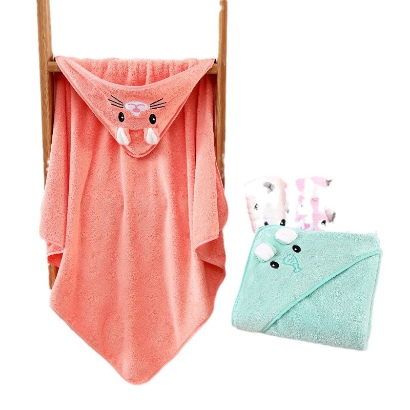 Coral Fleece Bath Towel Class A Baby Holding quilt Absorbent Newborn Children Autumn and Winter Thickened Package Cartoon Hooded Bath Towel Bucket