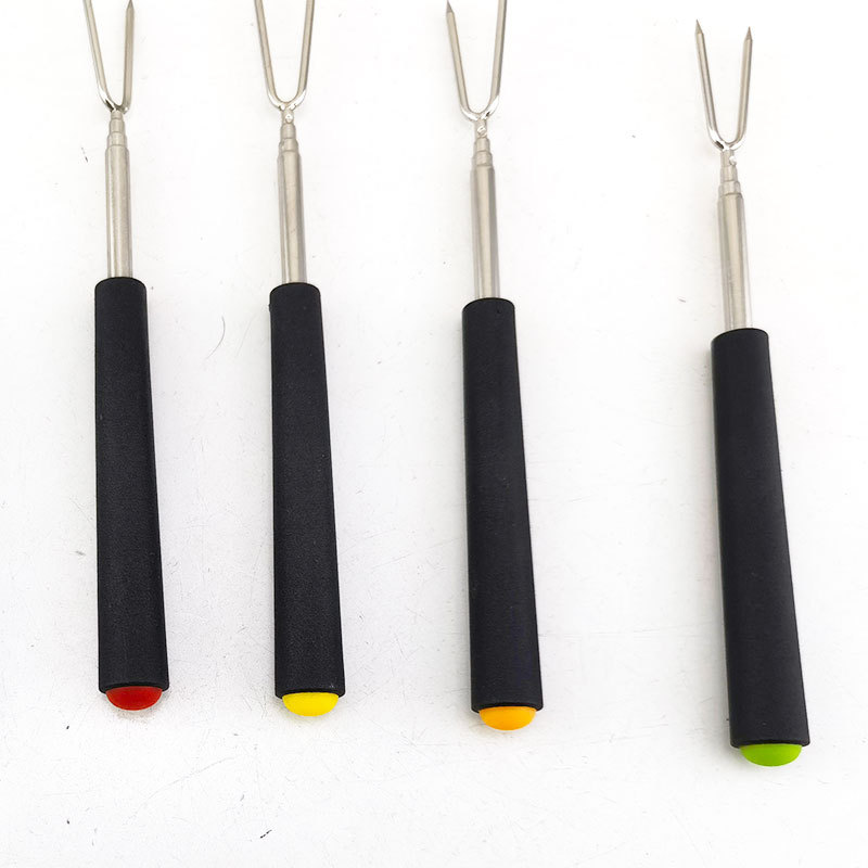 Spot Barbecue Fork Outdoor Portable Barbecue Tool Barbecue Fork Stainless Steel V-Shaped Creative Telescopic Barbecue Needle Bbq Fork