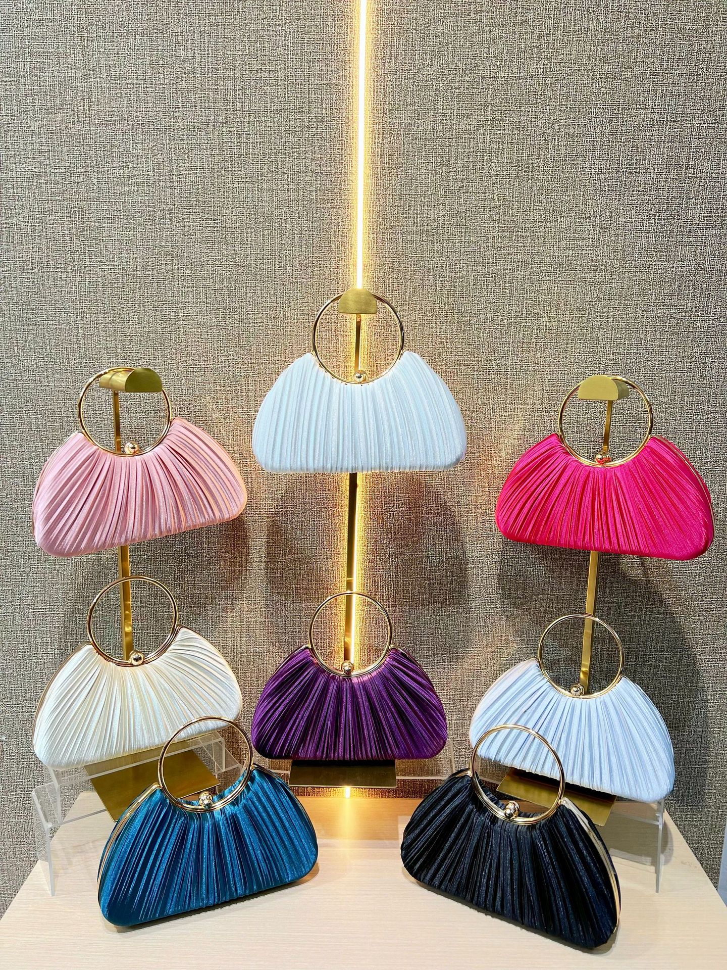 New Cross-border Handbag Pleated Evening Bag Small Handbag KTV Princess Celebrity Banquet Shoulder Crossbody Handbag
