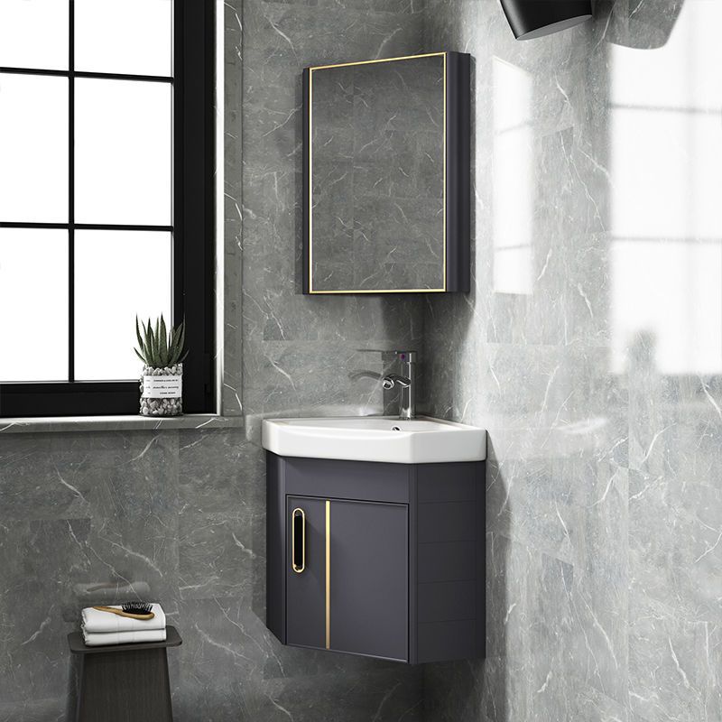 Wall-mounted Wash Basin Small Apartment Triangle Wash Basin Cabinet Combination Bathroom Ceramic Corner Wash Table Bathroom Cabinet