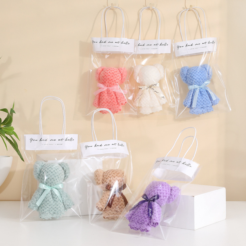 Coral velvet bear towel kindergarten graduation gift wedding gift opening activities hand gift wholesale