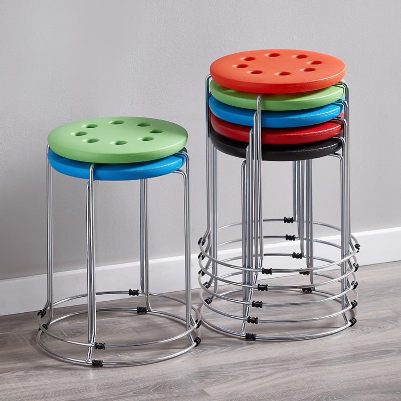 Plastic Round Stool Household Simple Fashion High Round Stool Thickened and Thickened Reinforced Stool Set Stool Dining Table Stool Board Stool