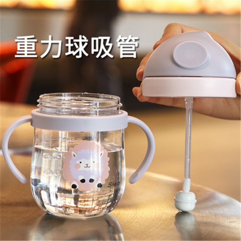 Children's water Cup summer baby milk drinking straw cup with handle baby drinking cup 2 years old kindergarten drinking cup