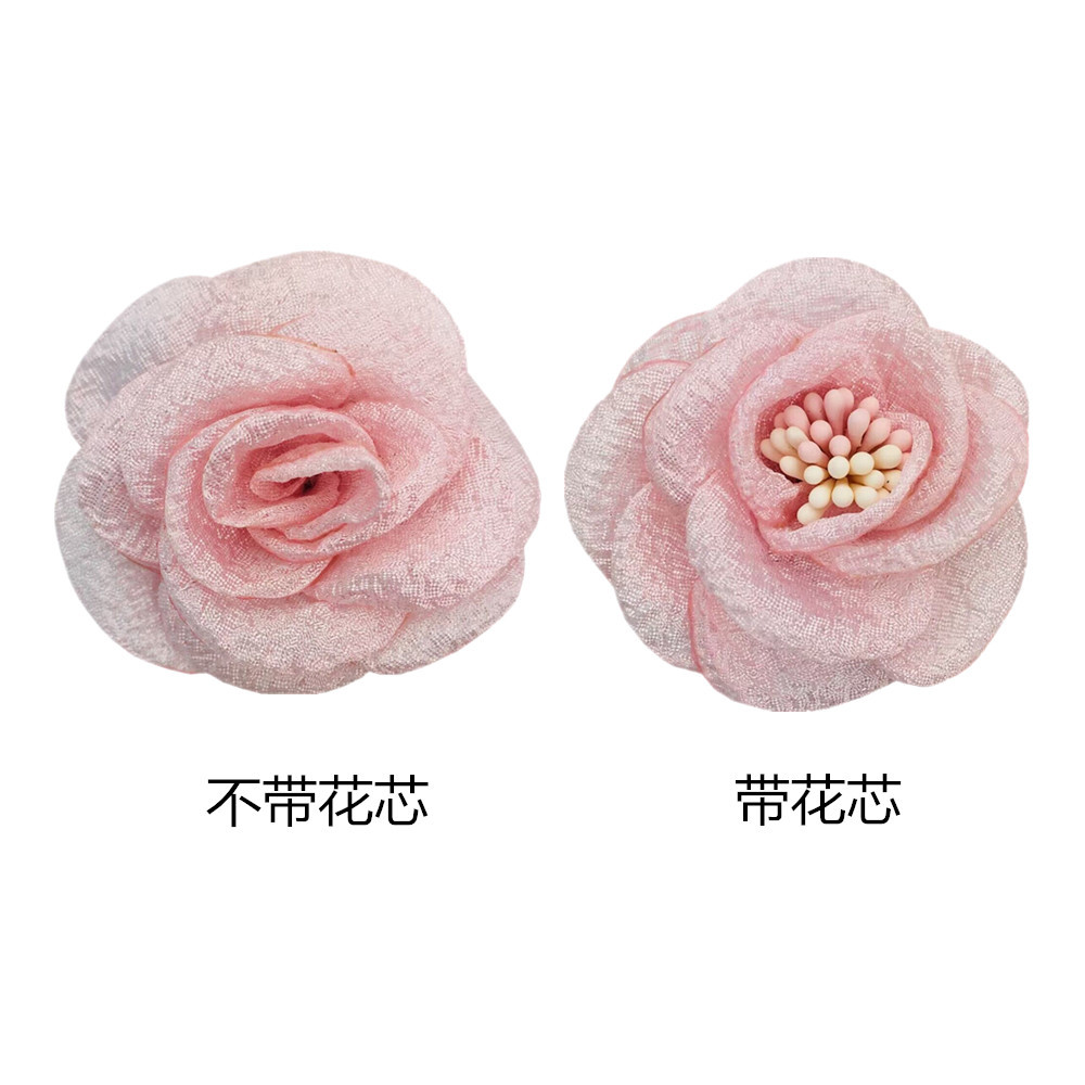 5.5cm Korean Style Kapok Yarn Roasted Edge Yarn Camellia Classic Corsage Shoe Flower Headwear Flower Pet Accessories in stock Batch