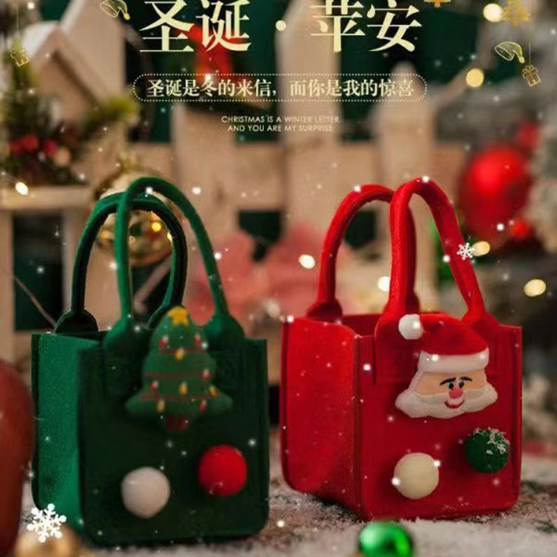 Wholesale Christmas Eve Apple Gift Box Felt Tote Bag Santa Gift Bag