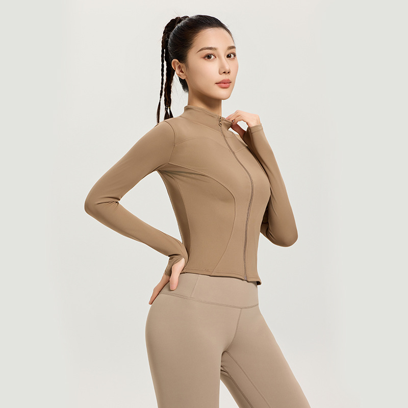 Lulu Sun Protection Clothing Slimming Look Tight Slimming Look Stand-Up Collar Fitness Running Yoga Body Shaping Sports Outdoor Yoga Clothing