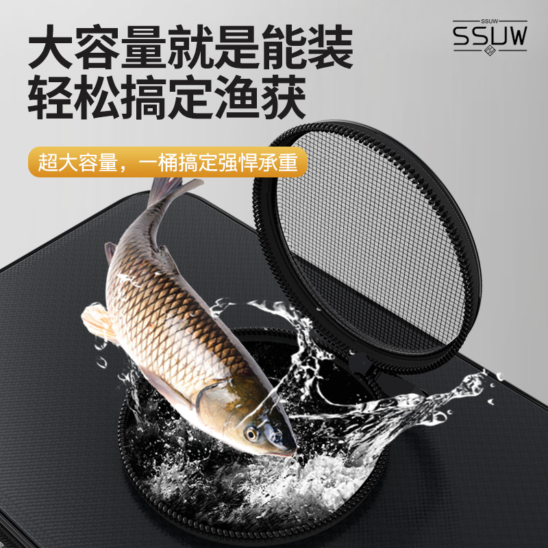 Eva Foldableing Thickeneded Fishing Bucket Pattern Live Fish Bucket Portable Fish Bucket Fishing Supplies Multi-Purpose Wild Fishing Bucket