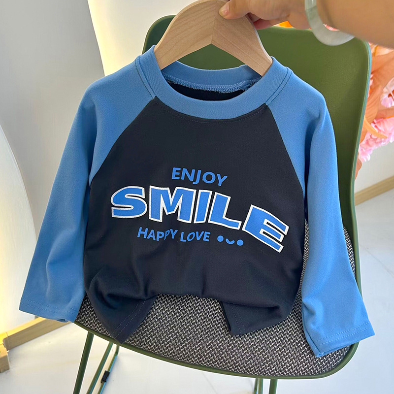 Children's Base Shirt Long-sleeved Warm Small and Medium-sized Children's Fleece Single Top Spring Autumn Winter Pullover Outer Wear Autumn Clothes Children's Clothing