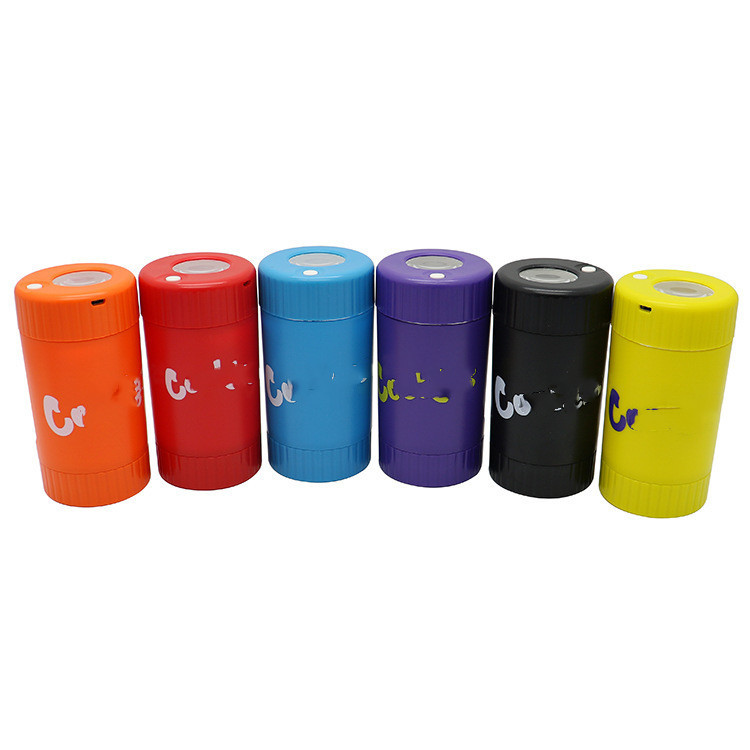 Cross-border direct supply cookies plastic LED tobacco jar luminous belt cigarette holder grinding cigarette storage glass jar storage box