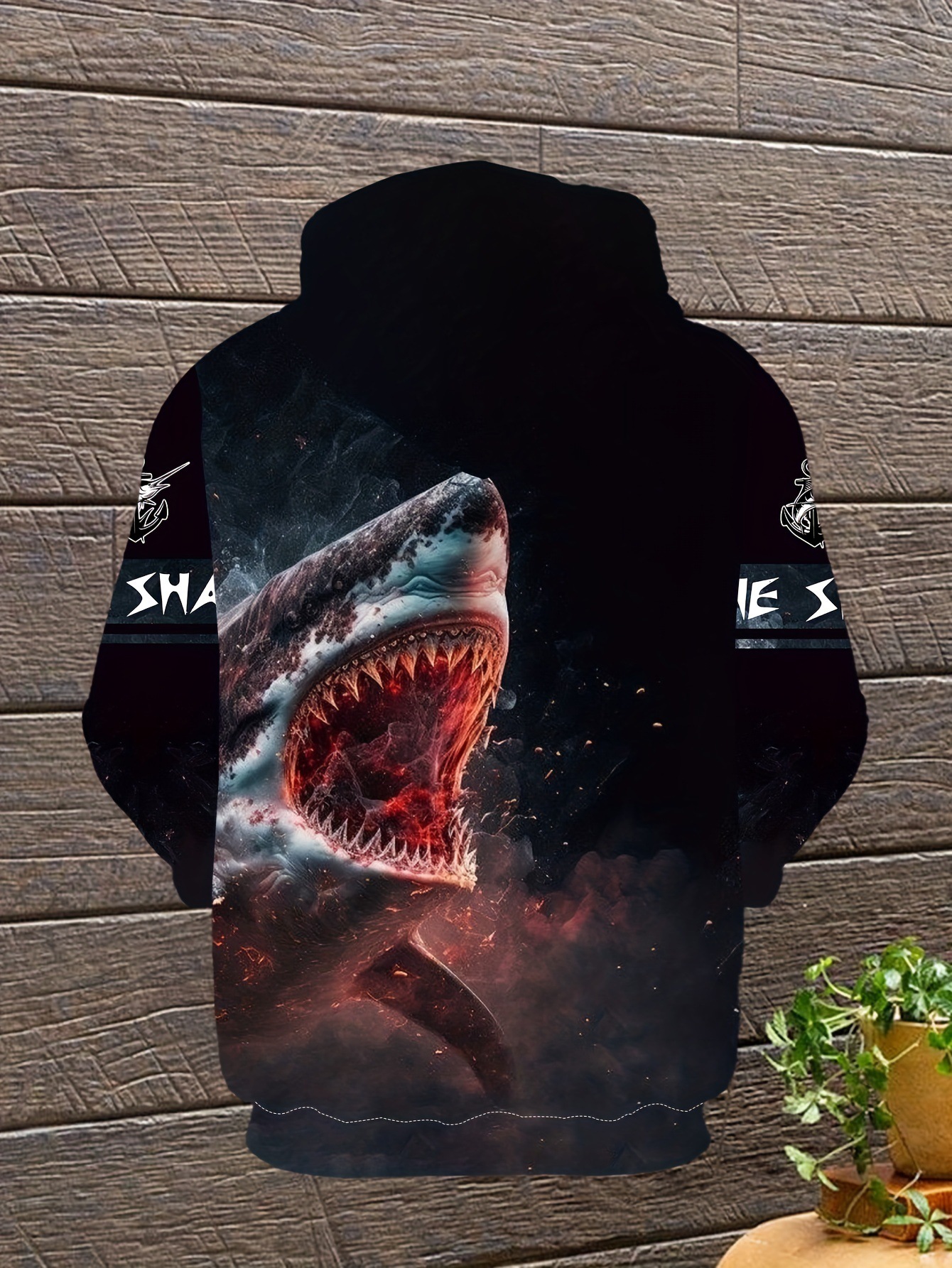 3D Men's Sweatshirt with Scary Shark Pattern, Long Sleeve