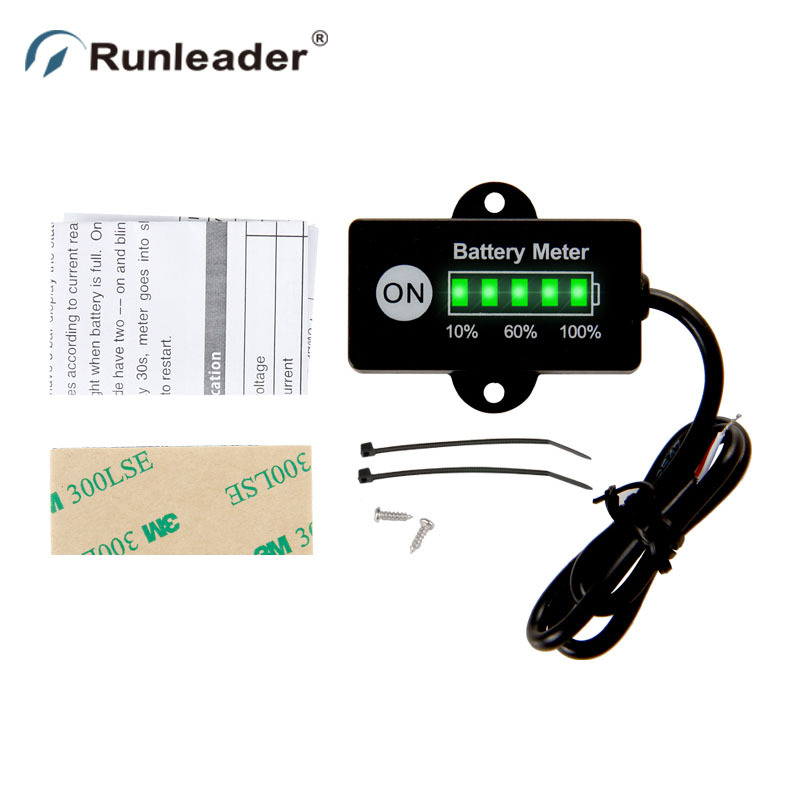 12V24V switch machine power display electric car washing machine forklift lead-acid lithium iron phosphate battery power meter