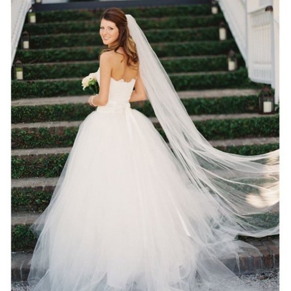 3 meters long 2-layer tail yarn plain yarn wholesale with hair comb simple wedding dress wedding party travel photo