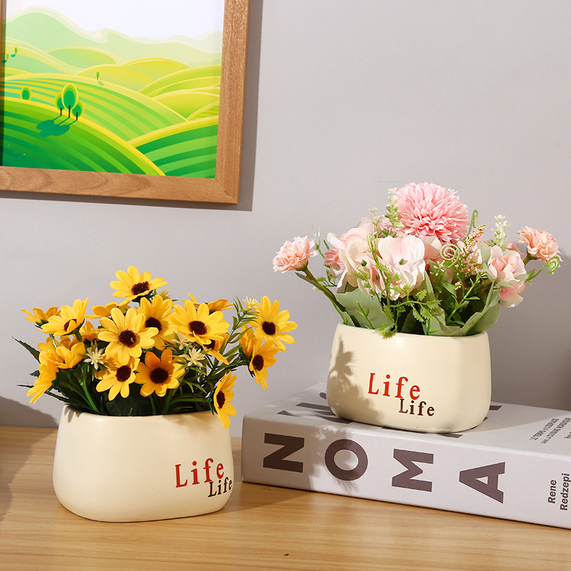 Simple plastic flowerpot empty pot artificial flower potted living room furniture decorations balcony bionic green plant wholesale