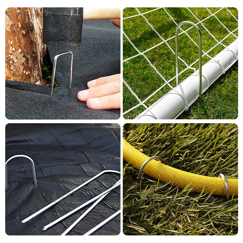 Galvanized steel ground nails outdoor turf ground nails lawn nails greenhouse orchard ground cloth nails u-shaped nails metal u-shaped ground nails