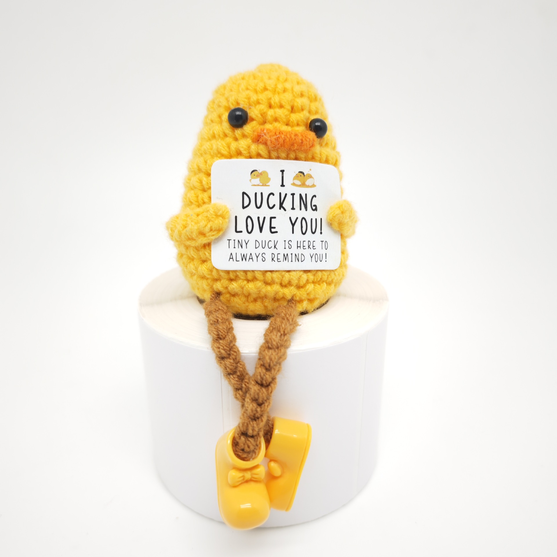 Cross-border Amazon Hot Selling Hand-woven Positive Energy Duck Doll Funny Expression Bag Cute Animal Hanging Ornaments