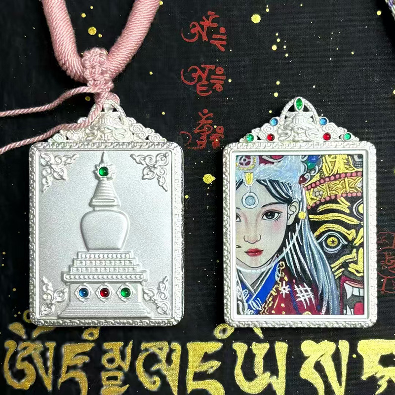 High-End New Xizang Style Wutai Mountain Pagoda Zakhila Ram Thangka Gawa Box Copper Shell Pendant Wholesale Thai Buddha Amulet