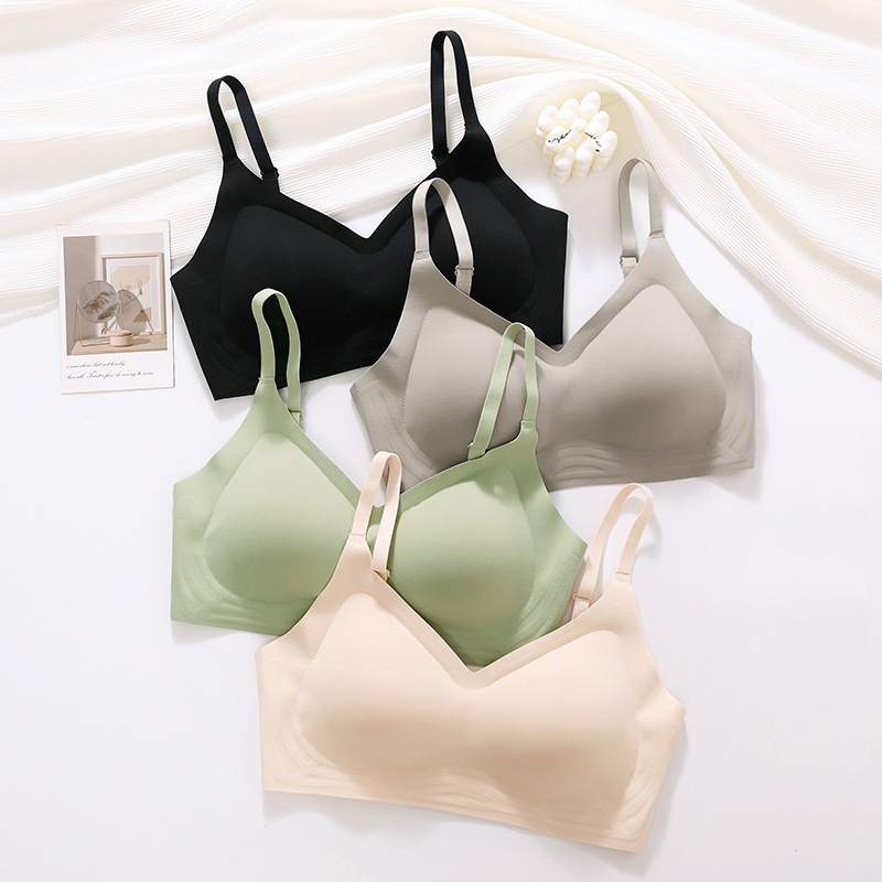 Xingmian Intimates Women's Peach Cup Small Breasts Look Bigger Push-Up Comfortable Seamless Intimates Women's Thickeneded Coaster Breathable Soft Support