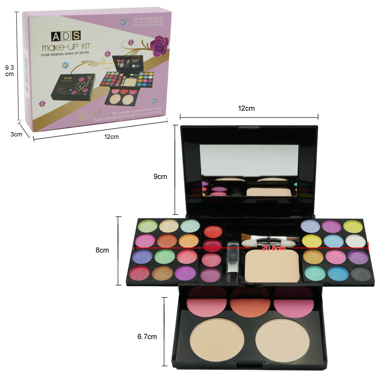 Cross-border aidisi 6568 makeup eye shadow plate eye shadow lipstick blush powder cake makeup suit 33 colors