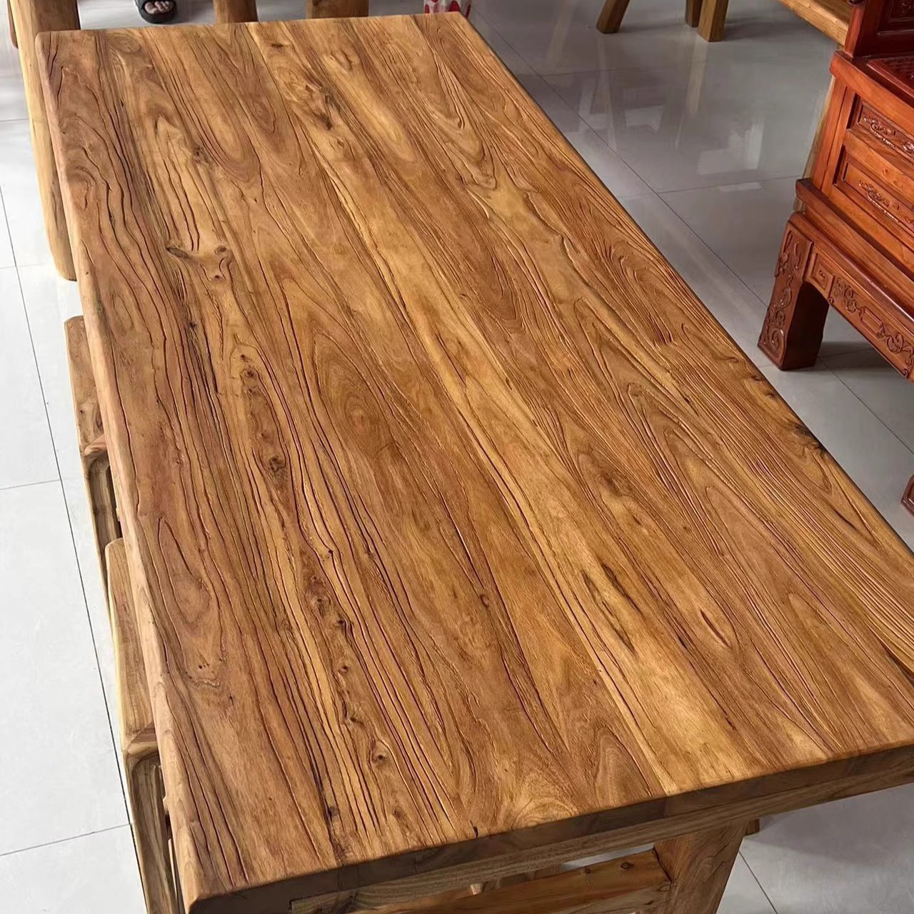 Old Elm Wood Table Solid Wood Board Vintage Tea Table Tea Table Home Office Simple Dining Table Desk Homestay Tea Table Wood Board