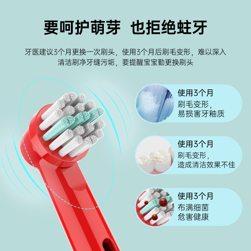 SOURCE manufacturer 4 PCs ebfiberglass children's soft fur fit oral Oule neutral B electric toothbrush head