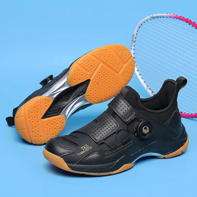 Badminton Shoes Men's and Women's Mesh Breathable Wear-resistant Rotating Button Couples Parent-child Children's Competition Training Sneakers