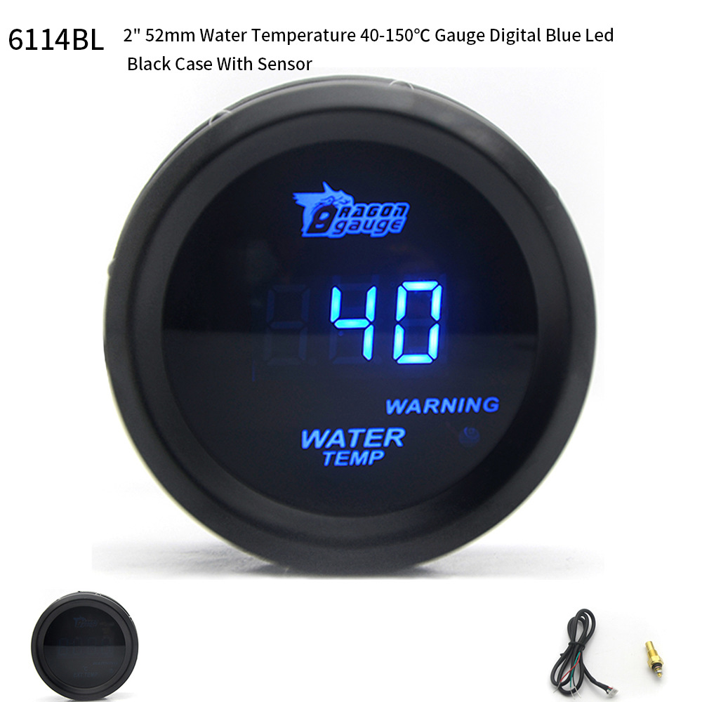 Горячая распродажа 2-дюймовый 52MM черный корпус синим светом цифровой термометр воды автомобильный прибор модифицированный