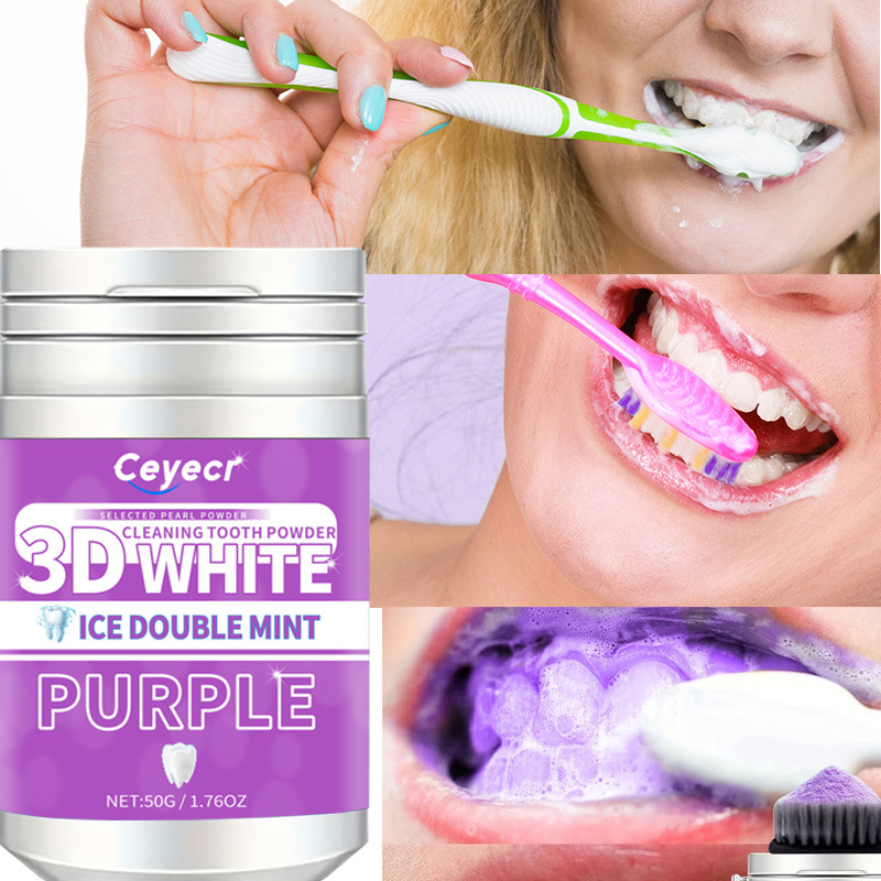 V34Pap5 3 Days 3 Days Purple Teeth Whitening Powder Stain Removal Oral Whitening Tooth Powder Fresh Mouth