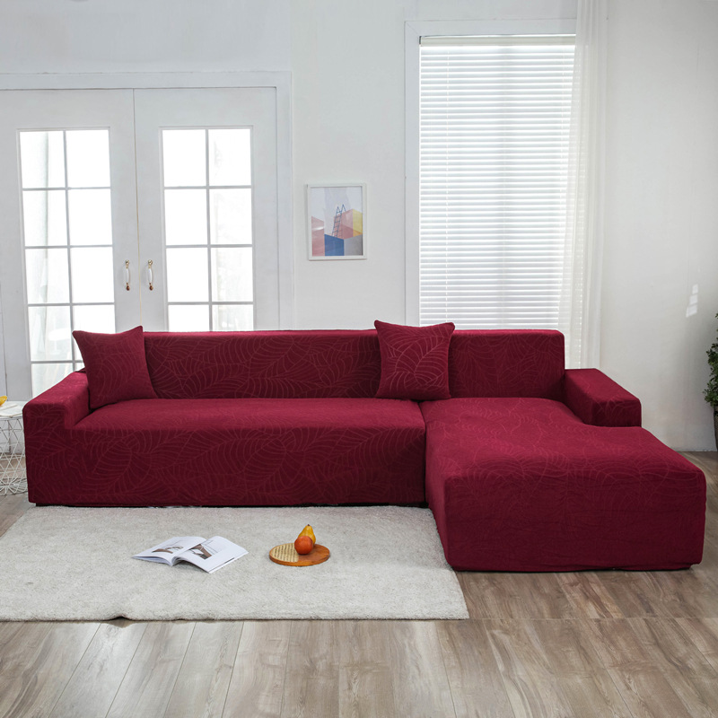 kuyan/kuyan all-inclusive elastic universal dustproof antifouling waterproof knitted jacquard Osaka leaf sofa cover