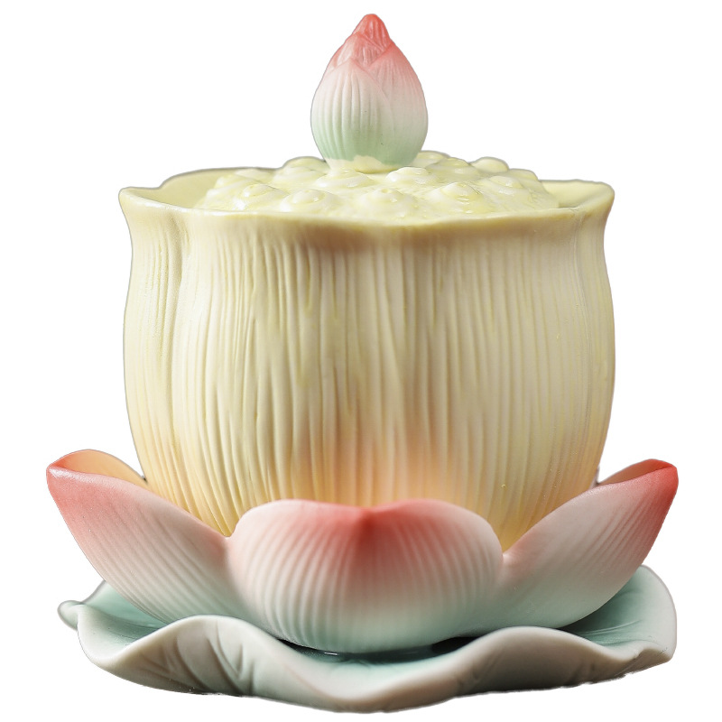 Water Cup Home Sacred Guanyin Sacred Water Cup Ceramic Lotus Fruit Cup Sacred Water Dehua Ceramic Buddha Tools Wholesale