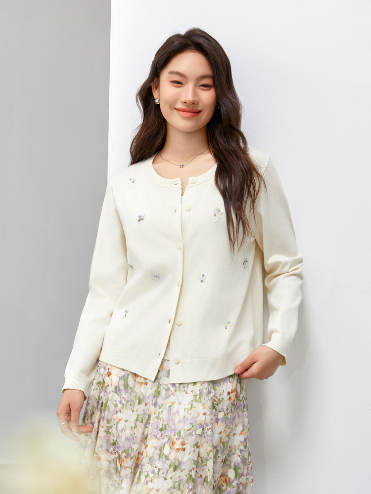 [Gentle Lazy Style Personality Three-dimensional Flower Knitted Sweater] Slim Show plus size Women's Fat mm2025 Spring New