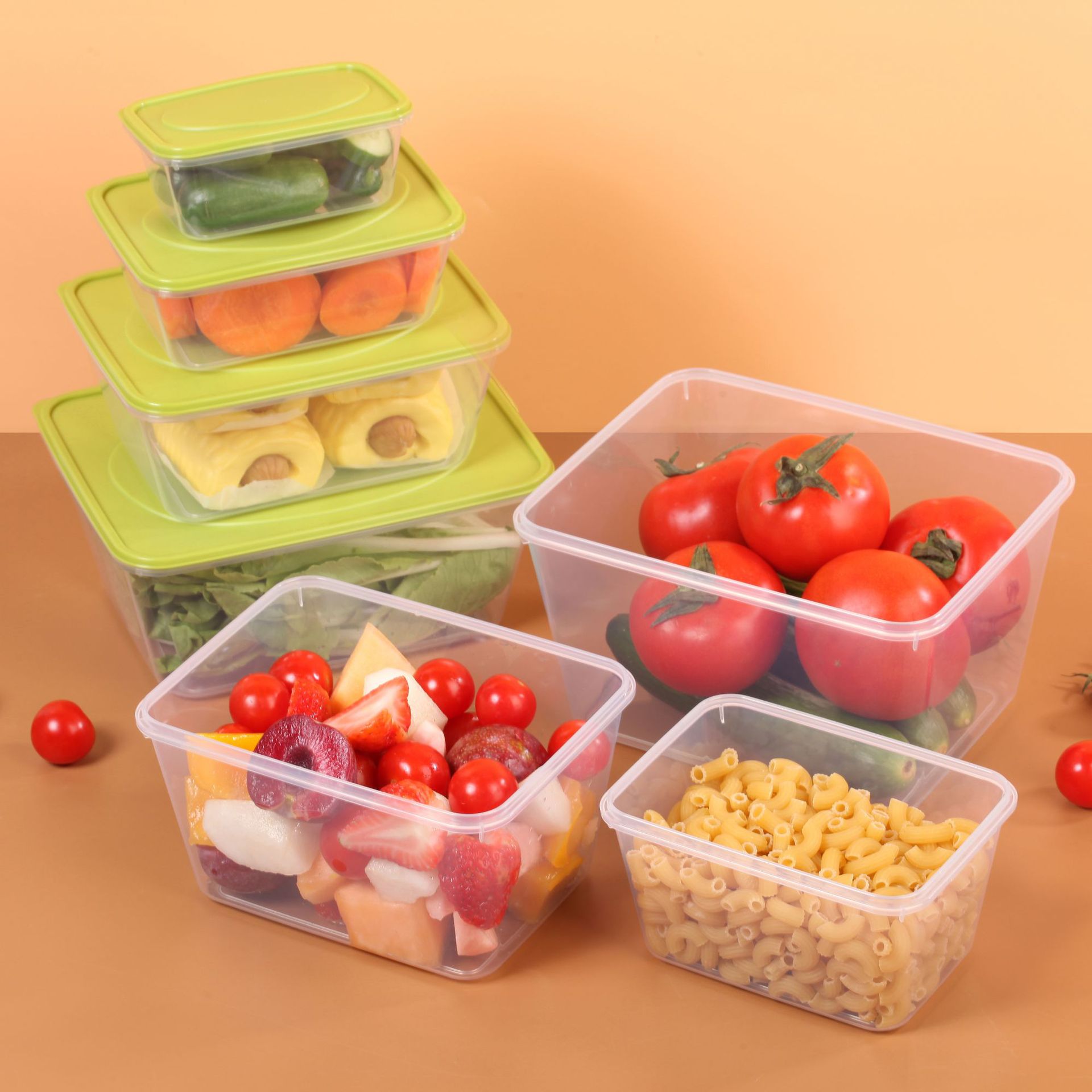 Plastic crisper microwave lunch box vegetable and fruit storage box takeaway lunch box wholesale plastic box suit