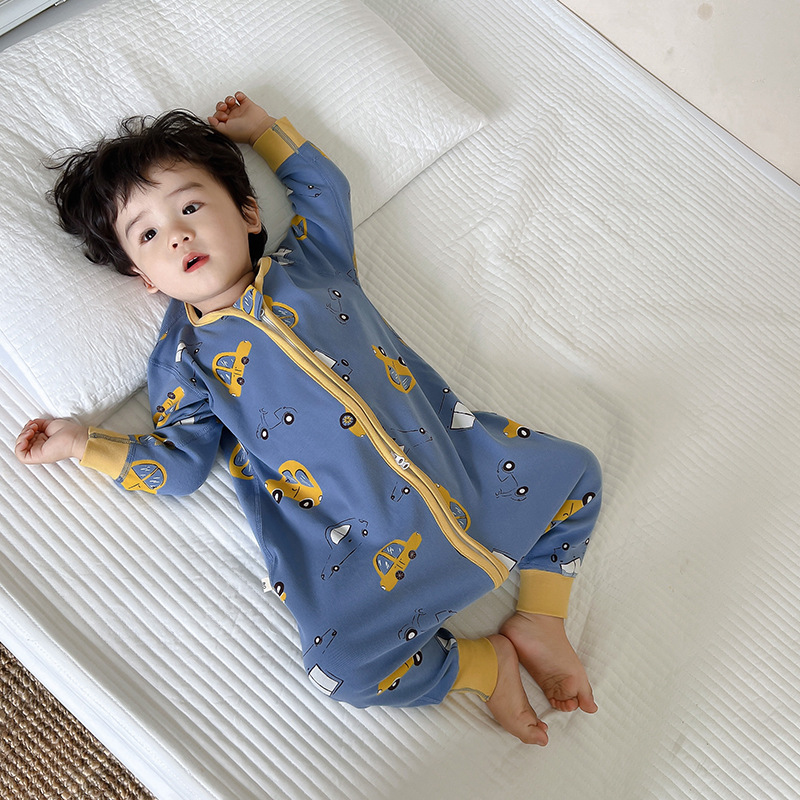 Baby Sleeping Bag Spring and Autumn Baby Boneless Anti-kick Quilt Cotton Leg Split Winter Boys' Girls' Four Seasons Children's Jumpsuit