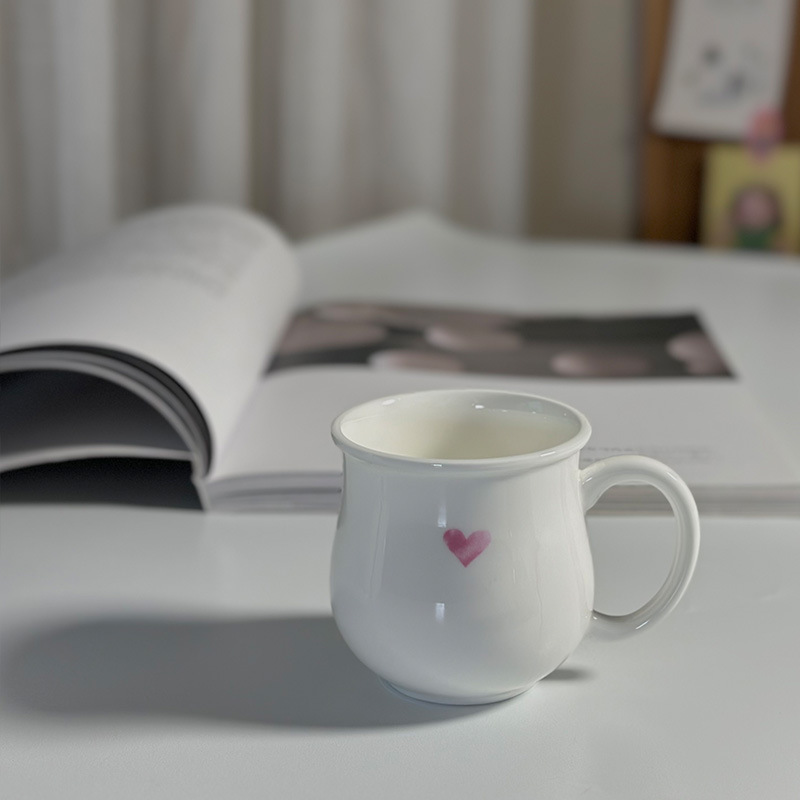 Ceramic love coffee cup couple water cup small fresh ins style small capacity mug bone china cup cute