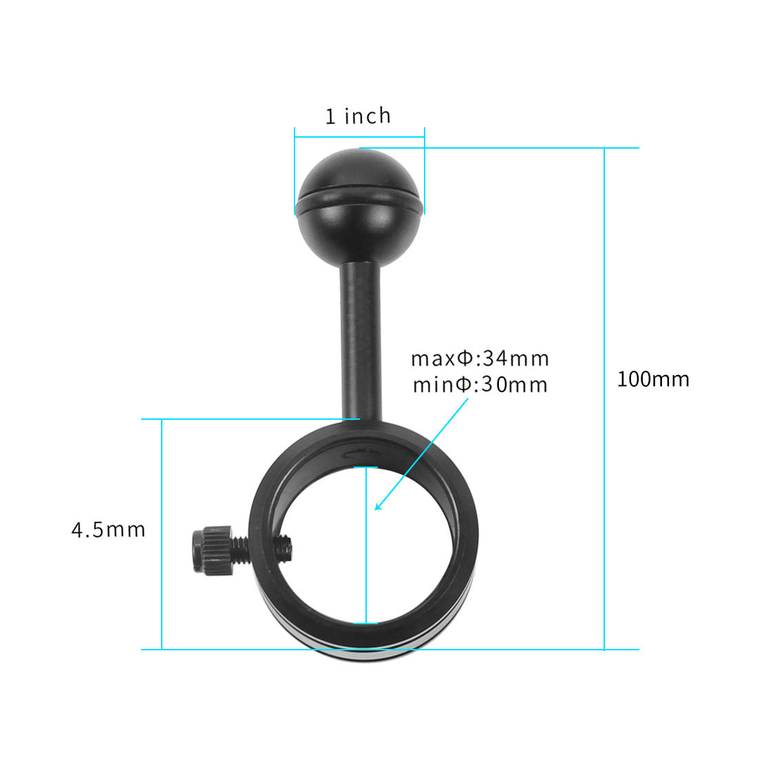 Feichao diving photography flashlight ball head fixture camera accessories 1 inch YS arm ball head seat 2.5cm ball head