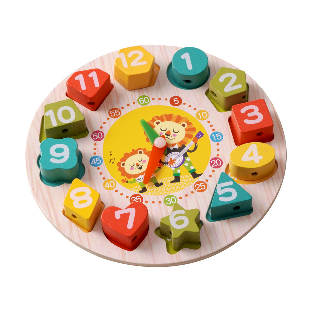 Cross-border Children's Wooden Digital Beaded Penguin Clock Toddler Shape Matching Understanding Alarm Clock Educational Wooden Toys