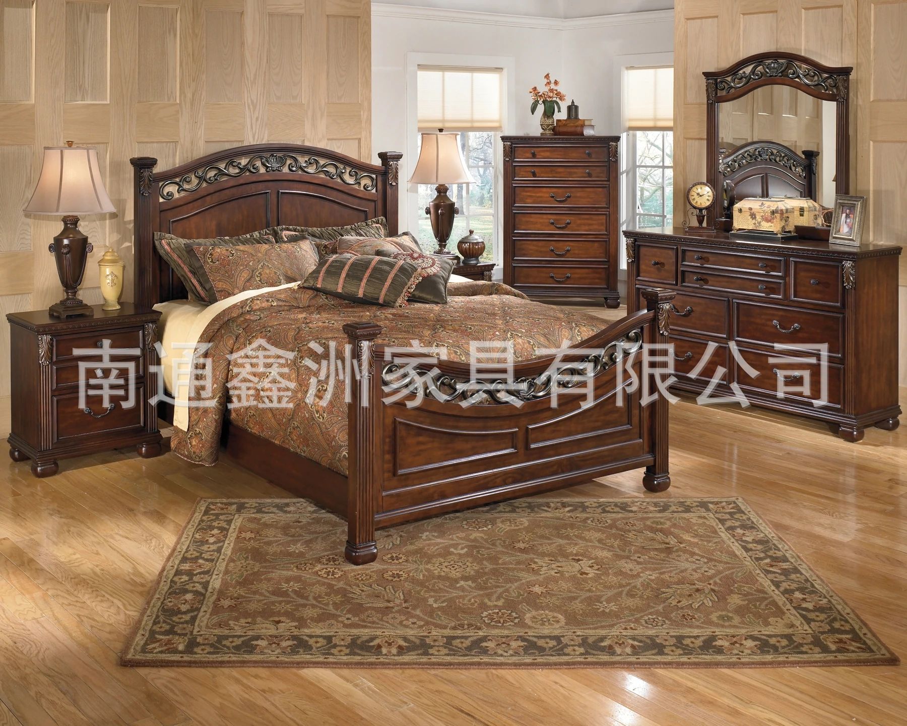 Американская кровать, легкая роскошь, 1.8 м, двуспальная кровать, скандинавский стиль, массив дуба