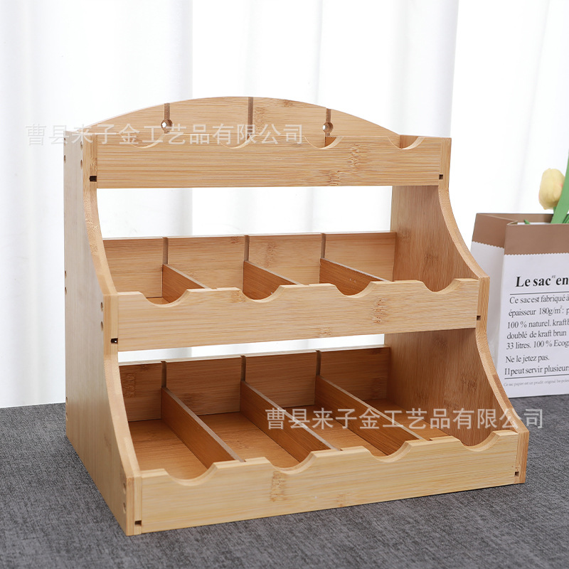 Tea bag storage box three-layer bamboo wooden tea bag storage box desktop table tea bag box factory direct supply