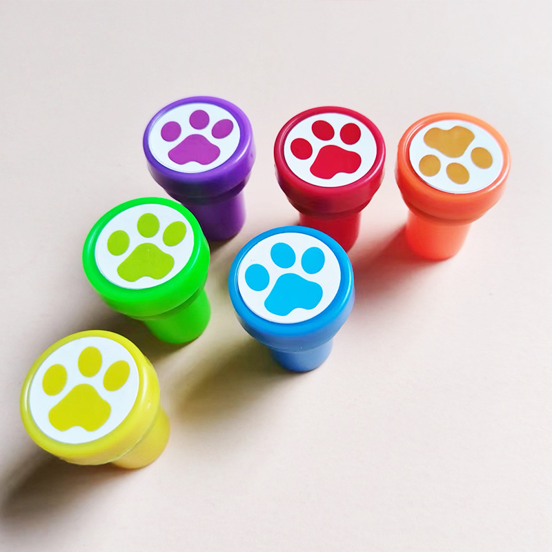 Cute Cartoon Dog Paw Small Seal Kidsren's Educational DIY Toy Kindergarten Teacher Encouragement and Praise Round Seal