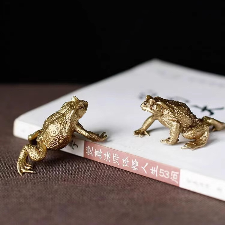 Brass Golden Toad Toad Lucky Tea Pet Ornaments Tea Play Tea Table Old Retro Frog Copper Toad Tea Tray Ornaments