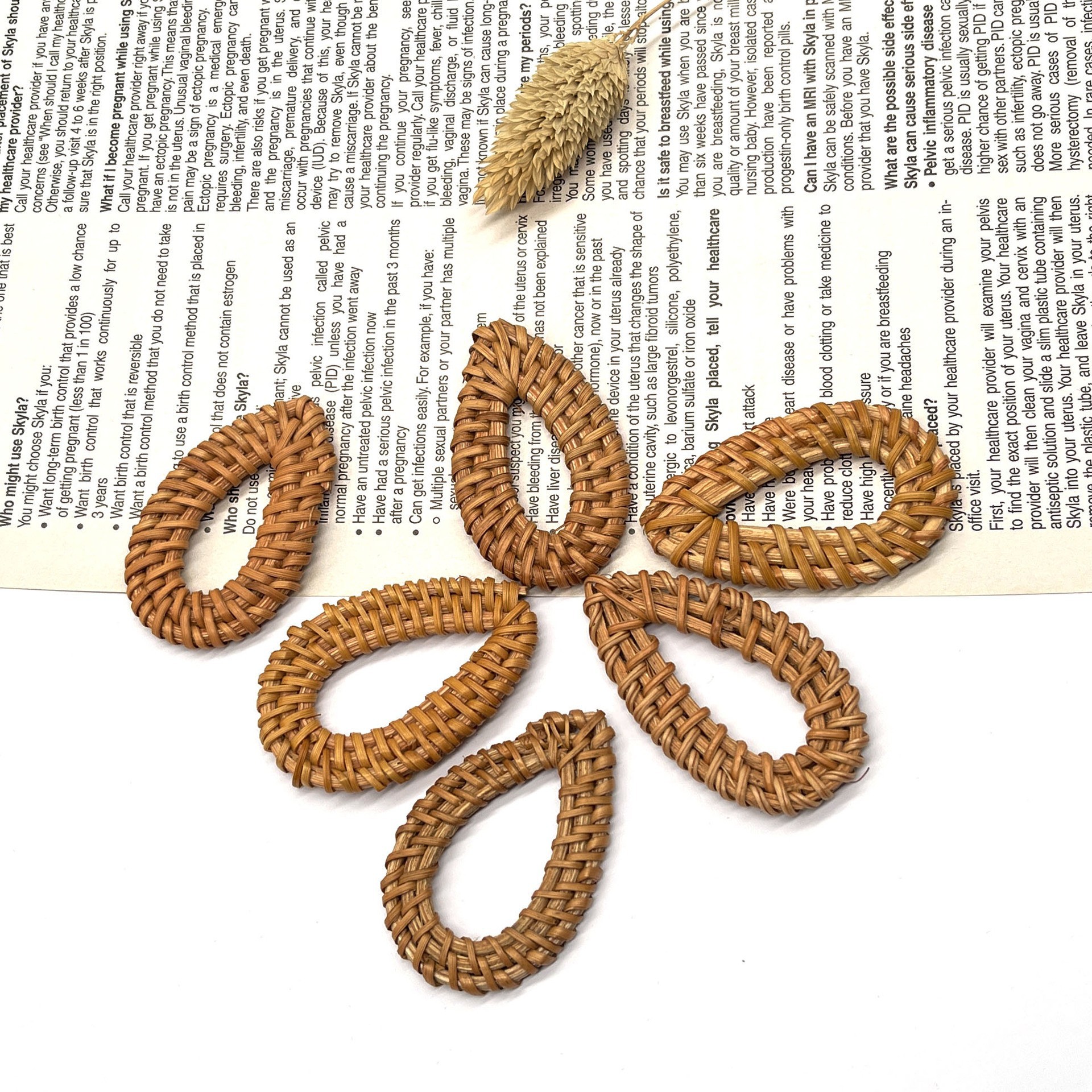 Rattan Bamboo Crafts Accessories Ready-Made Rattan Water Drop Pendant Natural Rattan Woven Water Drop Pendant