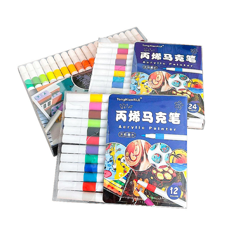 Acrylic Marker Pen Set 12/24/36/48/60 Color Quick-Drying Watercolor Pen Painting Marker Highlight Pen