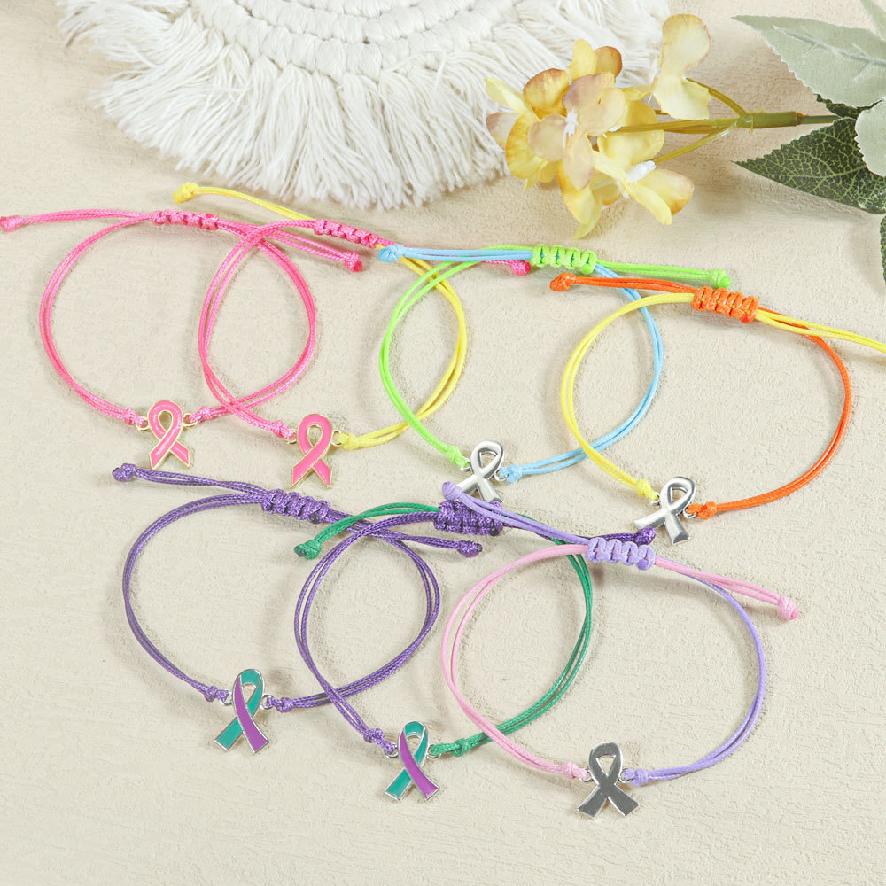 Cross-Border New Care for Women's Health Jewelry Pink Ribbon Bracelet Breast Care Day Pullable Bracelet Holiday Gift